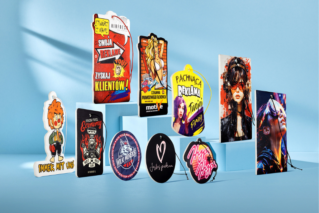 Examples of car air fresheners for different brand styles