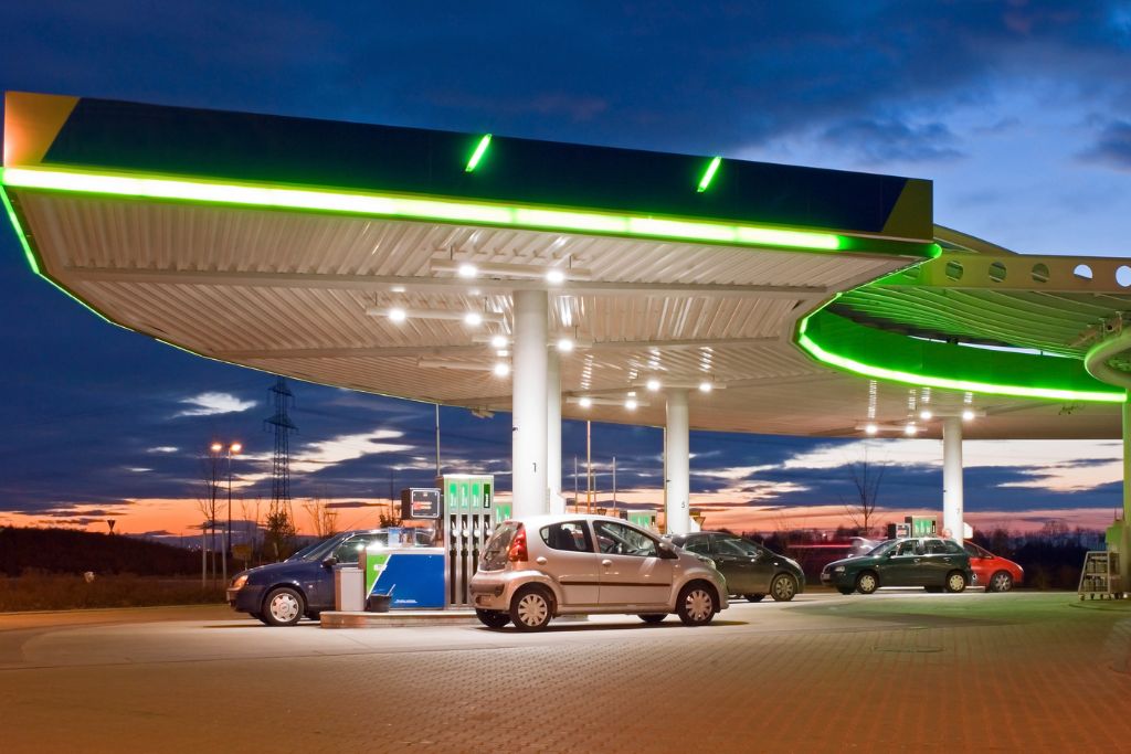 Petrol station shop where custom car air fresheners could be sold at the point of sale